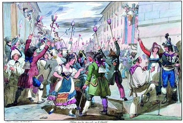 La dernière soirée du Carnaval, par Achille Pinelli, en 1833.